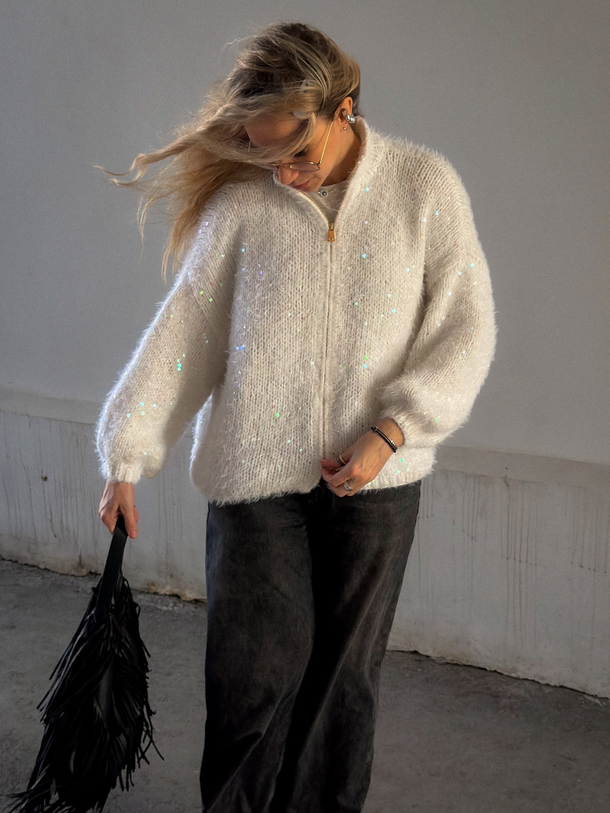 Mohair Sequin Cardigan