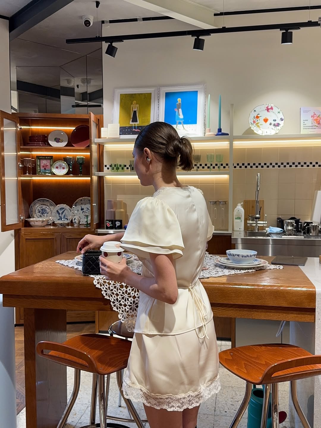 Satin Lace Patchwork Skirt Set