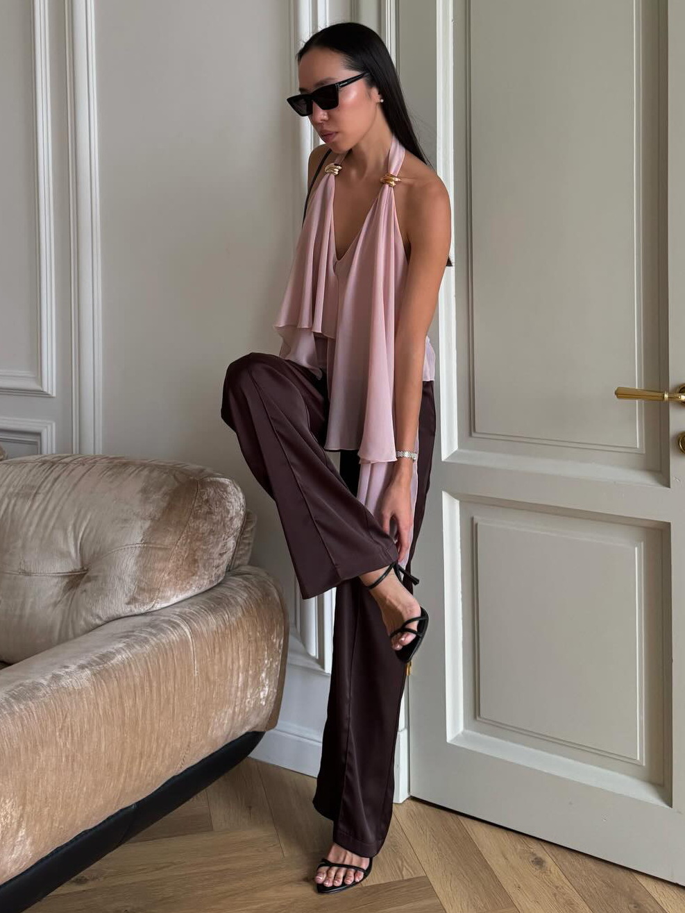 Chiffon Asymmetrical Backless Top