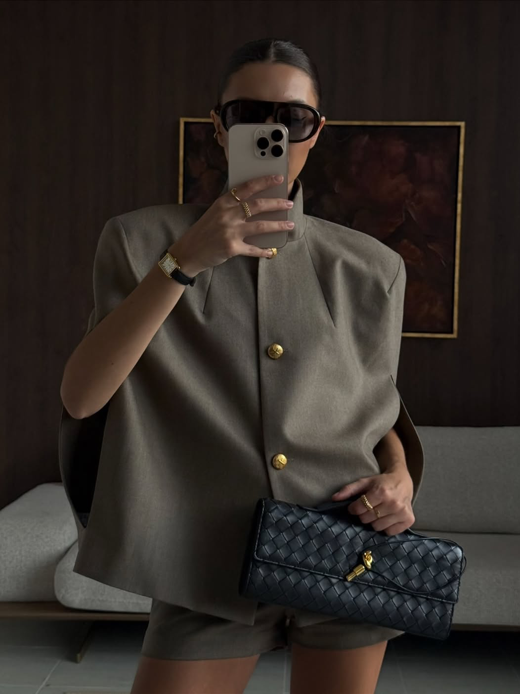 Sleeveless Openwork Blazer and Shorts Set