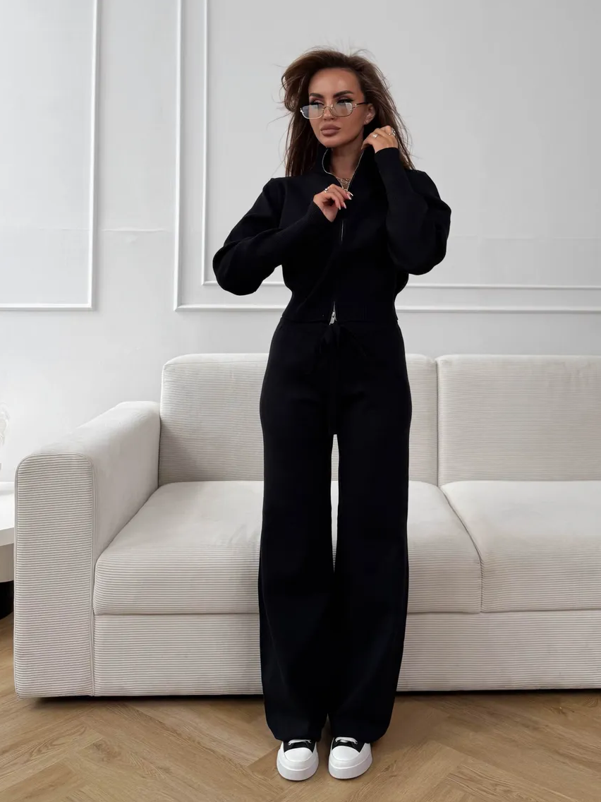 Double-Zip Slim-Fit Sweater Set