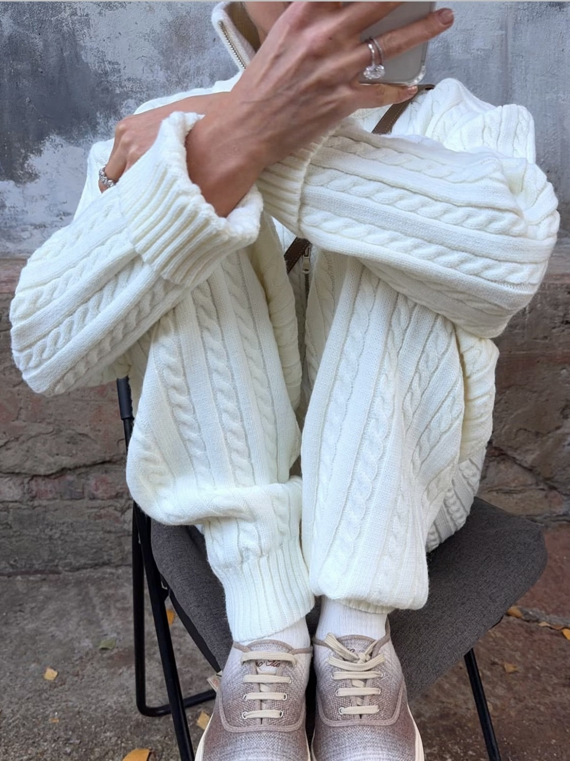 Cable Knit Stand Up Collar Set