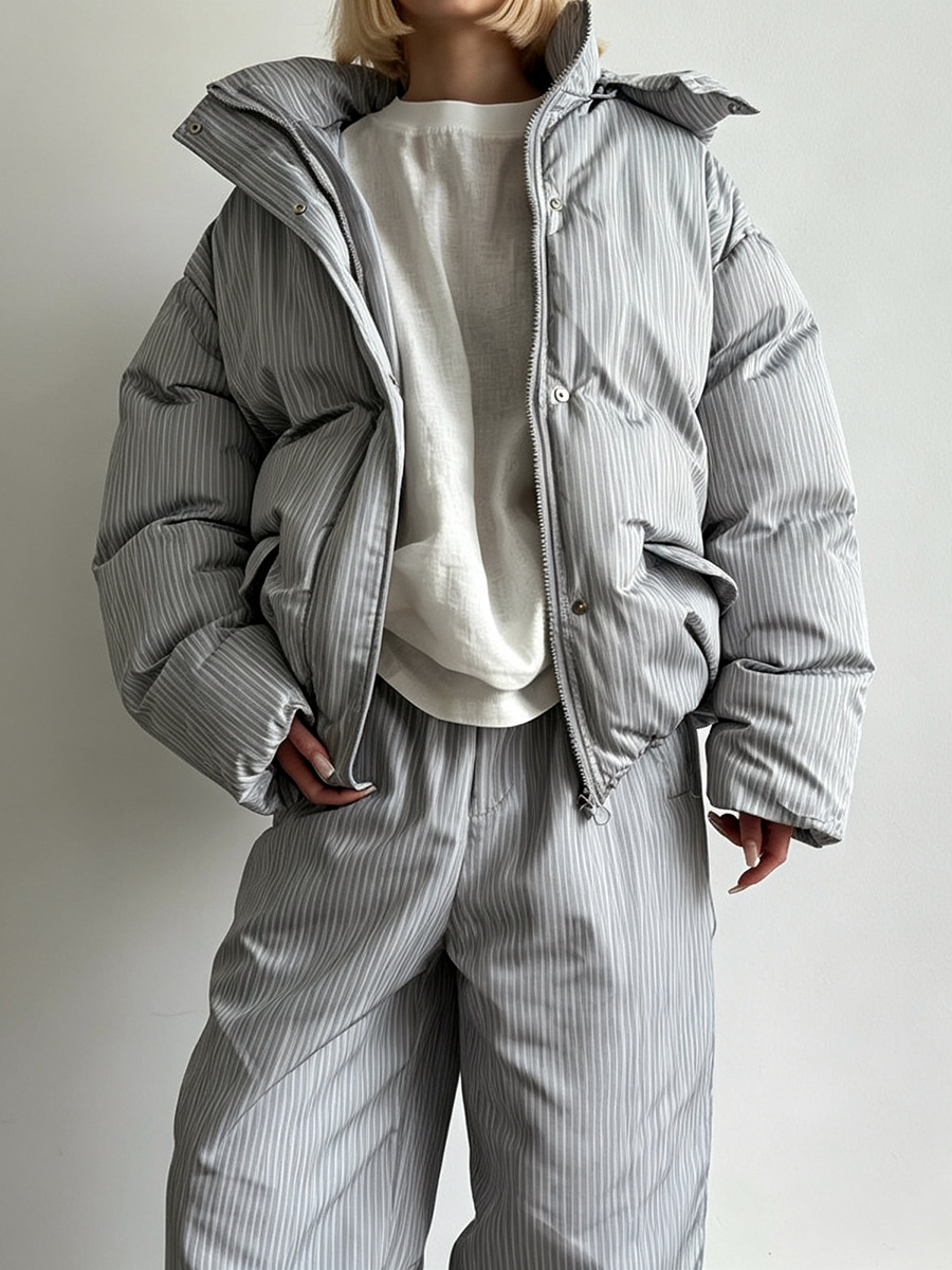 Puffer Jacket Set-Stripe
