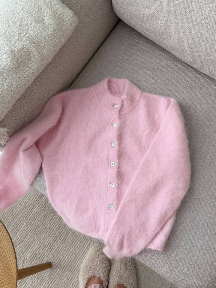 Round-Neck Fleece Long-Sleeve Cardigan
