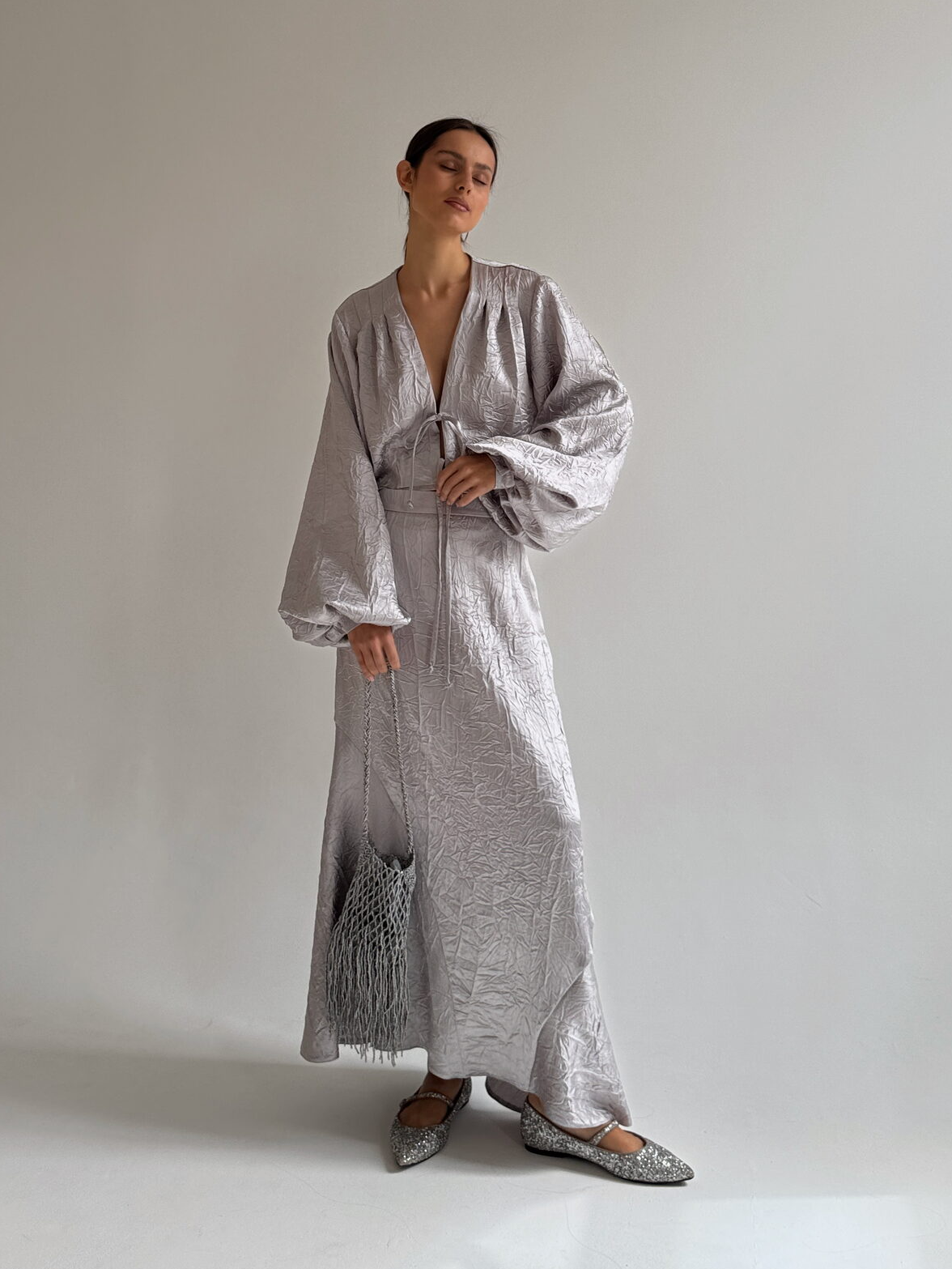 Textured Tie-Front Loose-Fitting Set