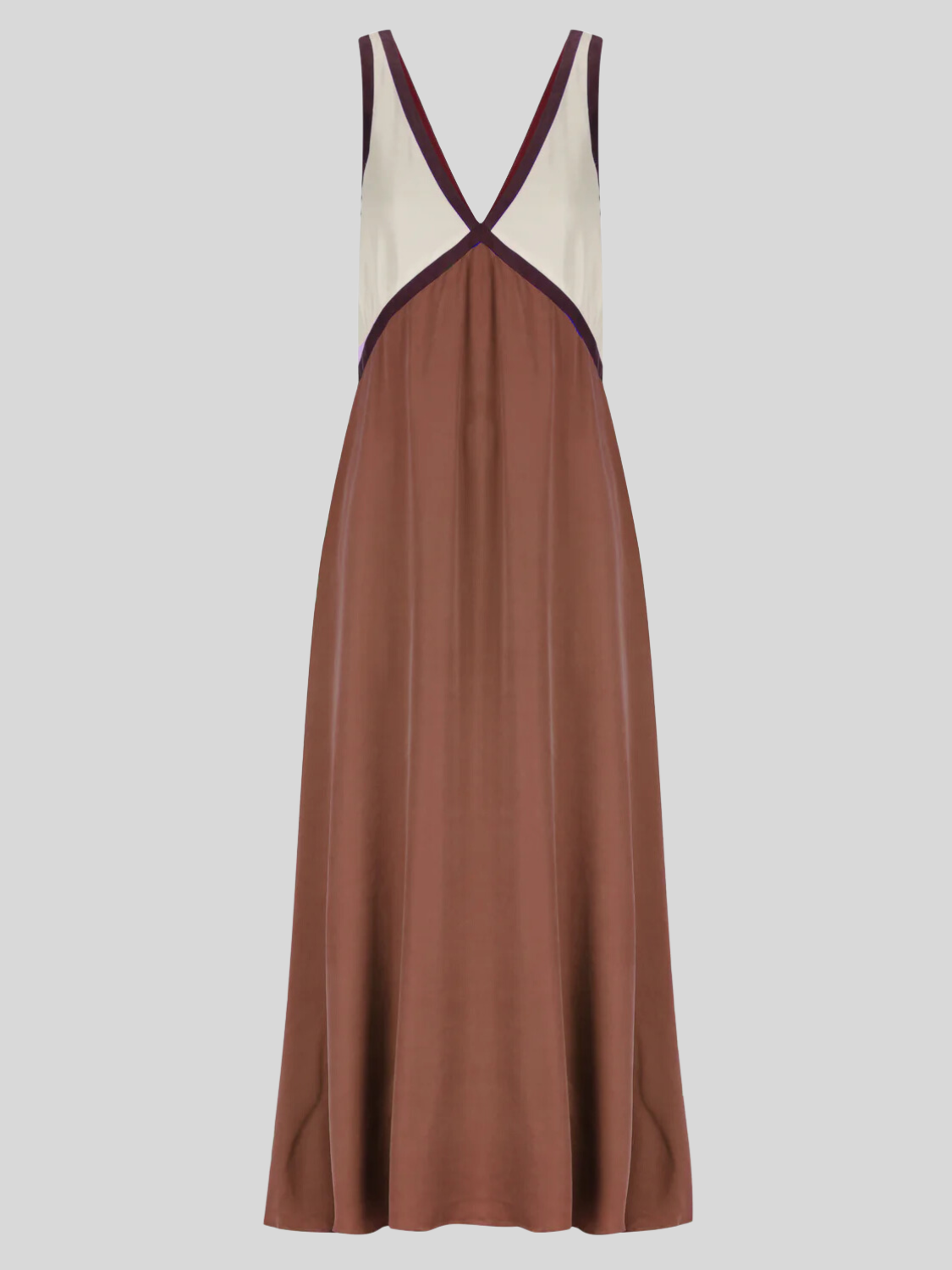 Satin Contrast Trim Long Dress