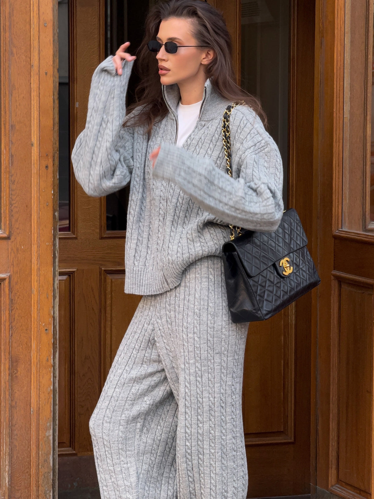 Cable Knit Stand Up Collar Set