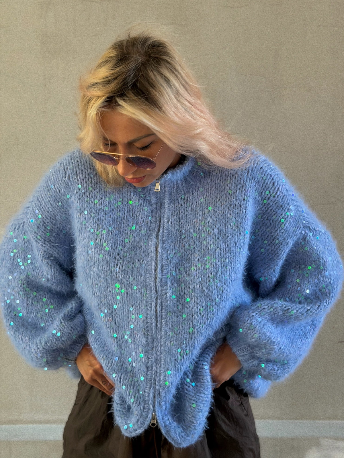 Mohair Sequin Cardigan