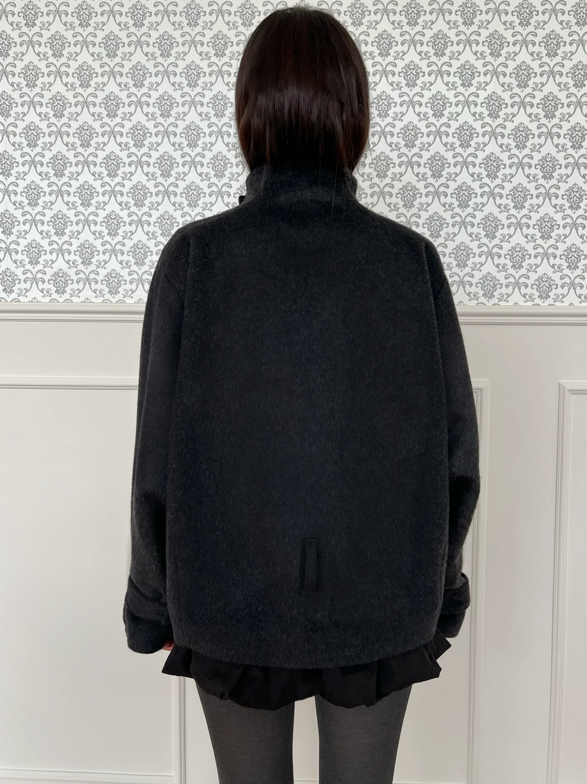 Double-Breasted Drawstring Wool Coat