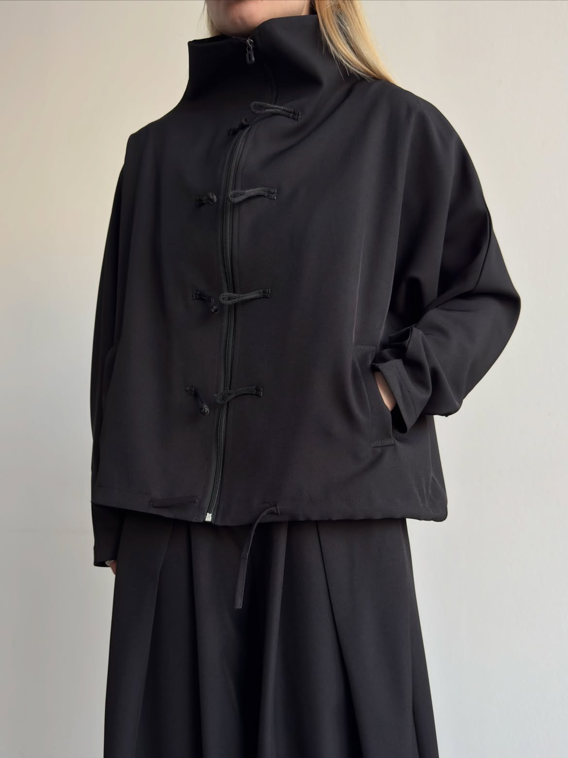 Button-Front Loose-Fit Baggy Pants Set