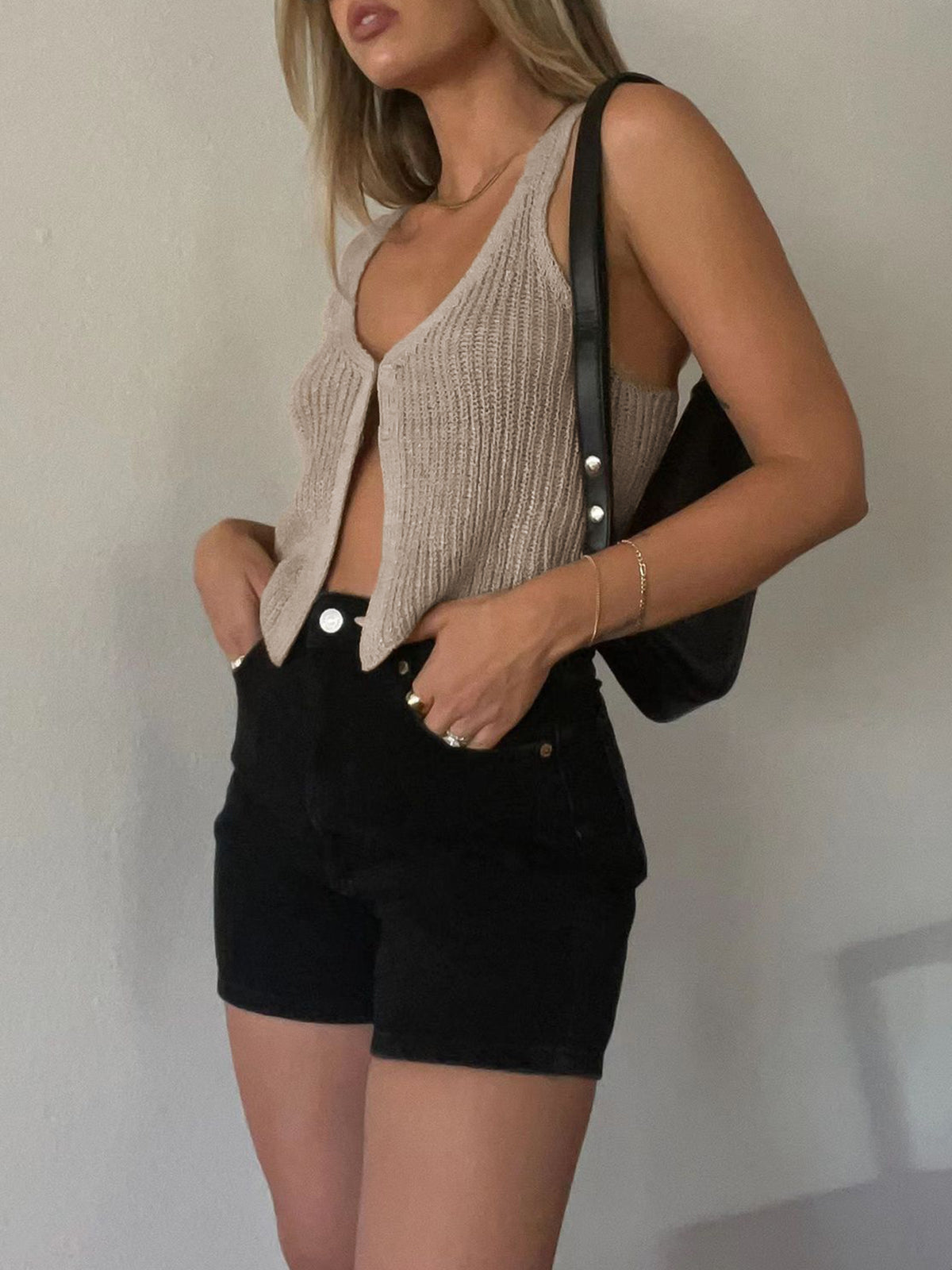 Classic Hook-and-Eye Knit Vest