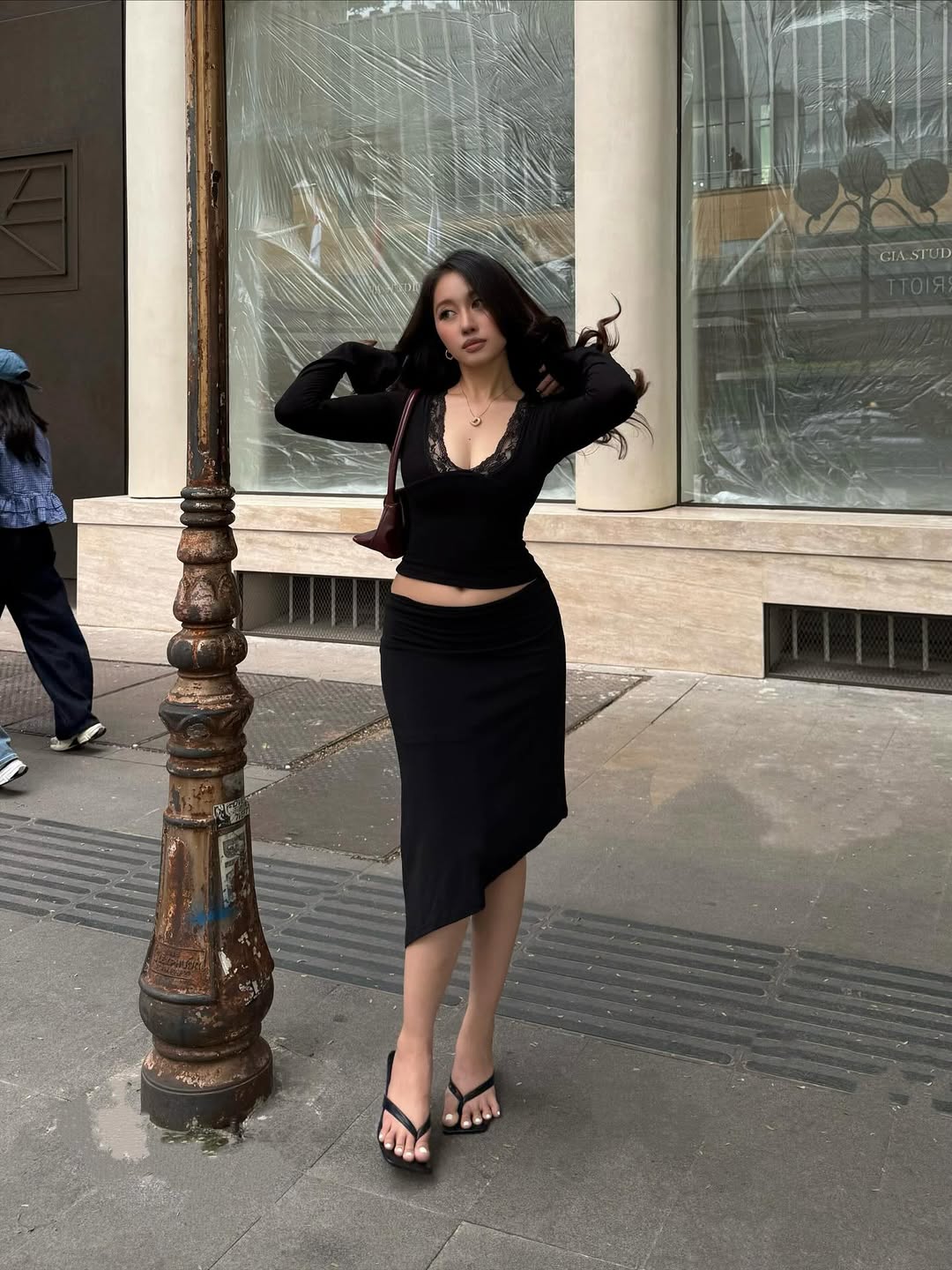 V-Neck Lace-Trim Blouse