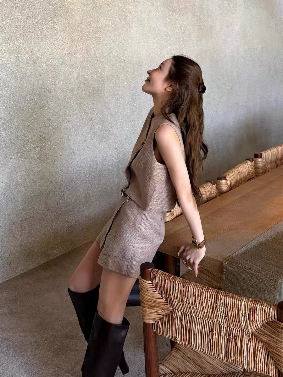 Linen Tank Top and Shorts Set