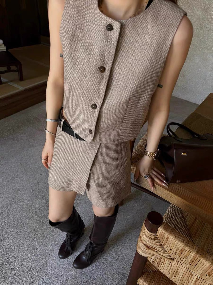 Linen Tank Top and Shorts Set