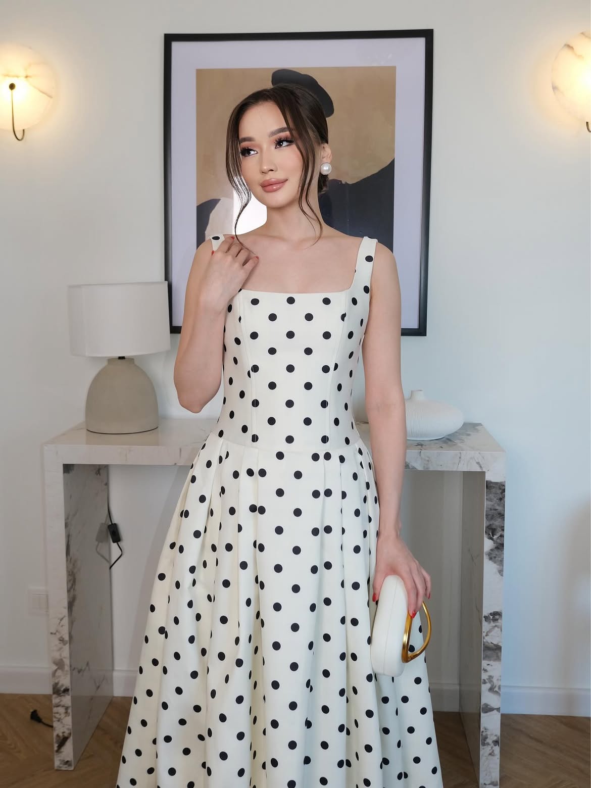 Retro Polka-dot Strapless Dress