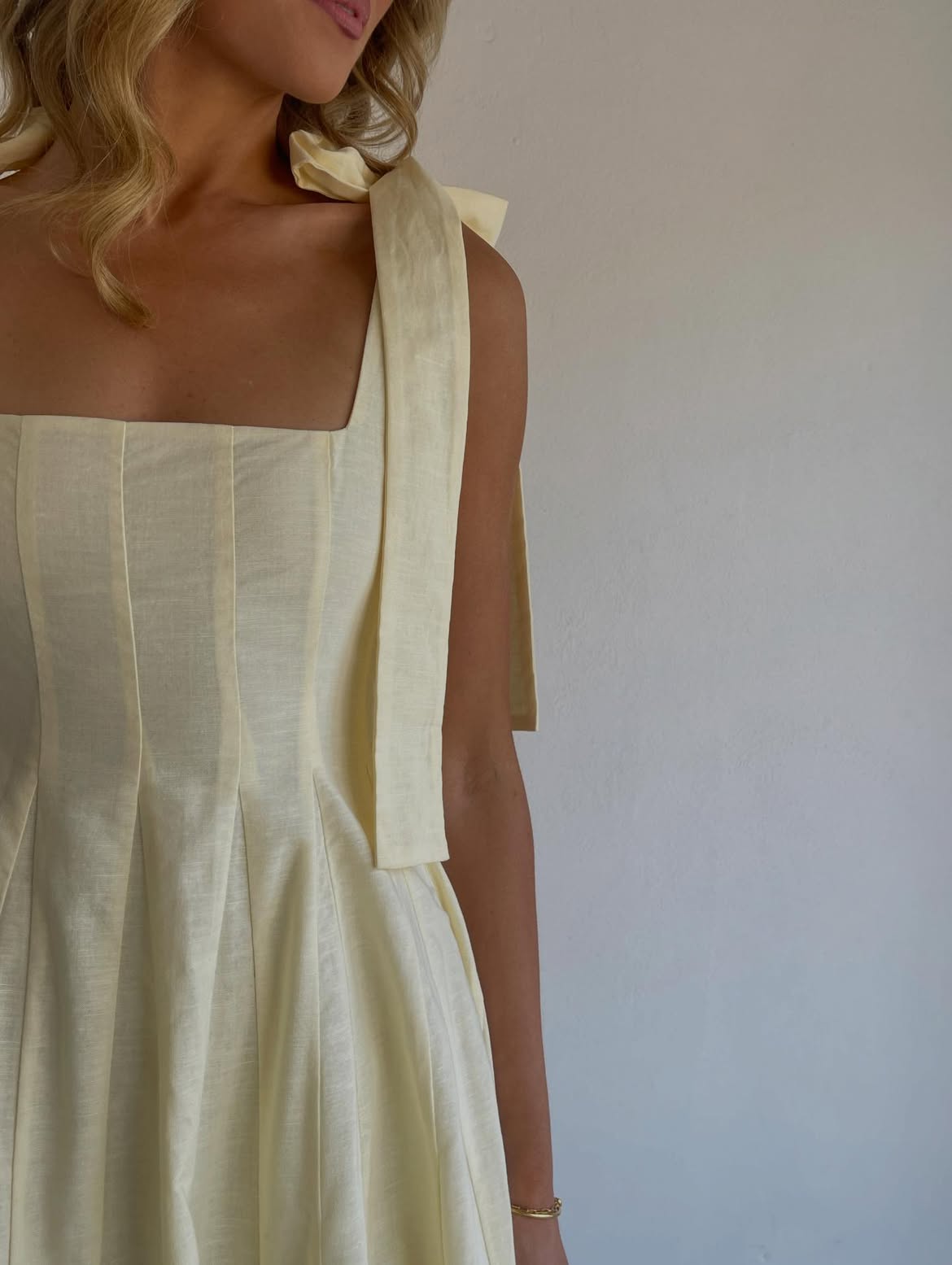 Square-Neck Lace-Up Dress