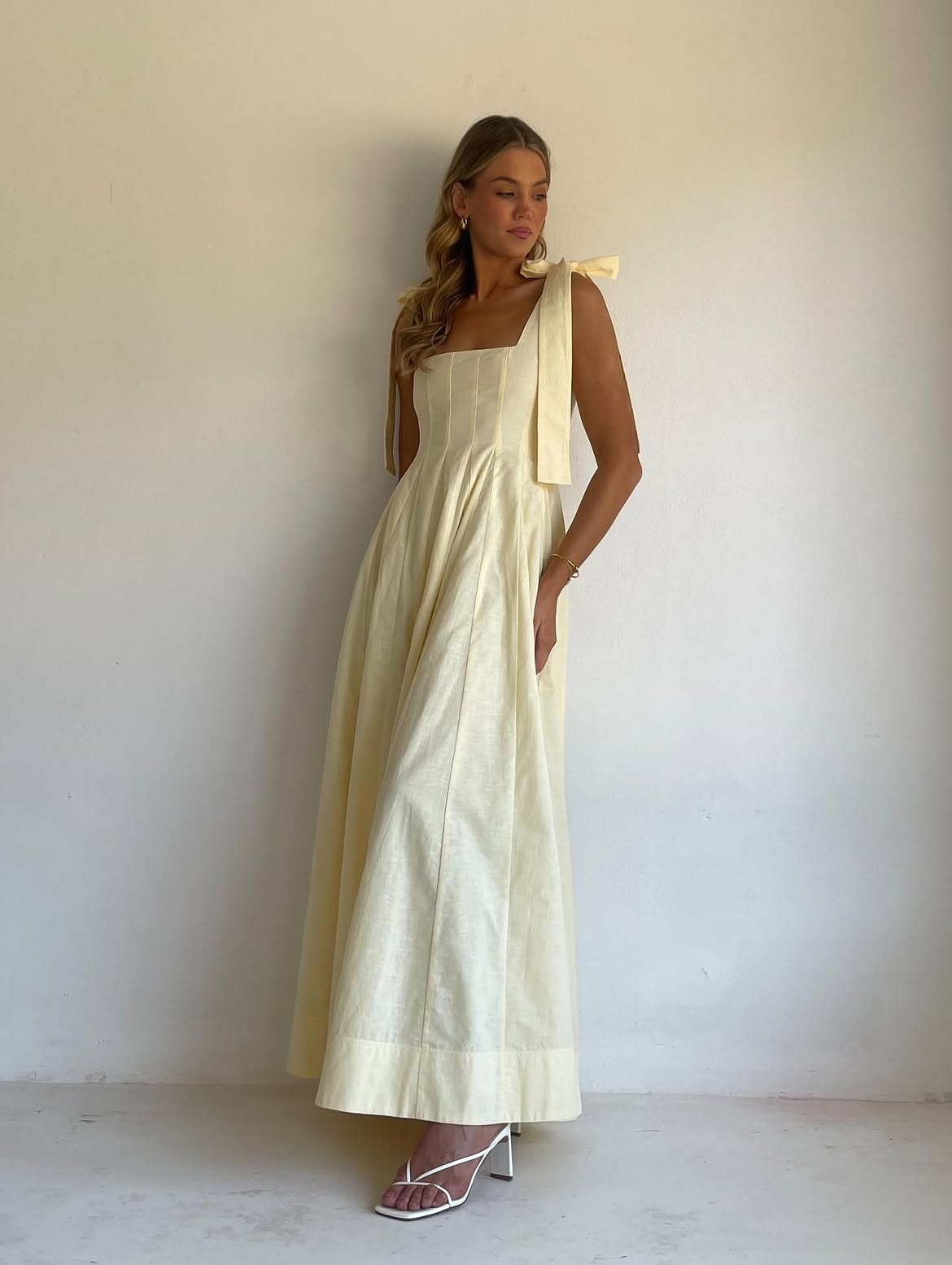 Square-Neck Lace-Up Dress