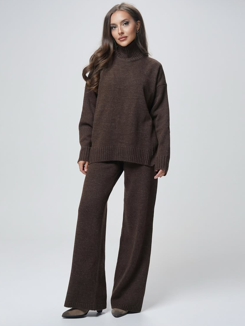 Plain Knit Pants Set