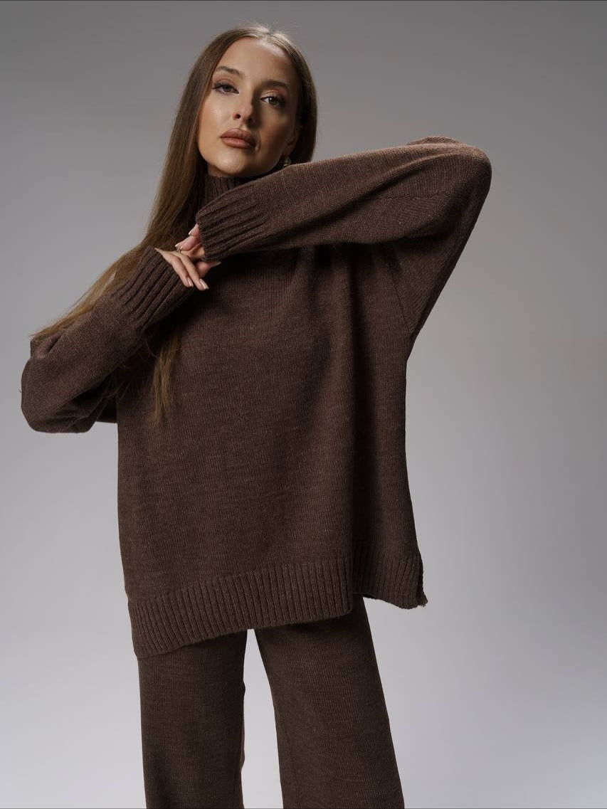 Plain Knit Pants Set