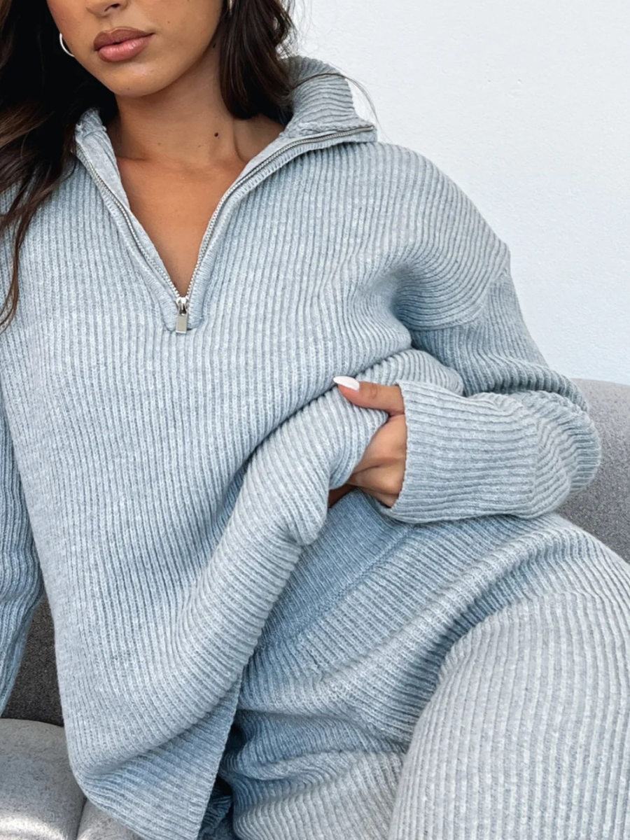 Minimalist Lapel Sweater Knit Set