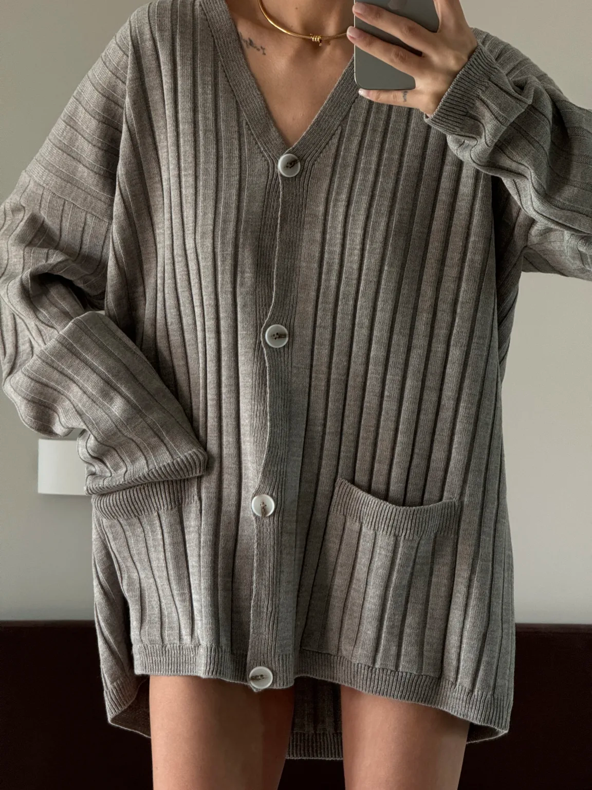 Minimalist Lapel Cardigan Knit Set