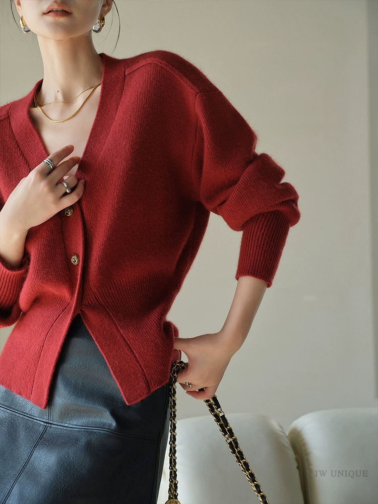 V-Neck Split Button Cardigan