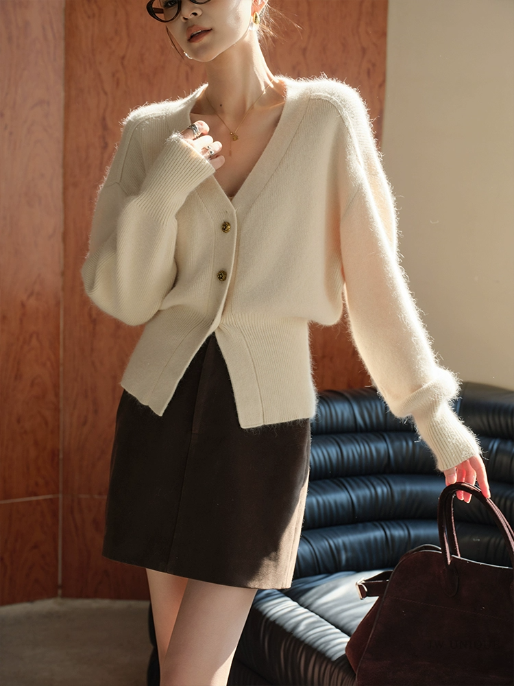 V-Neck Split Button Cardigan