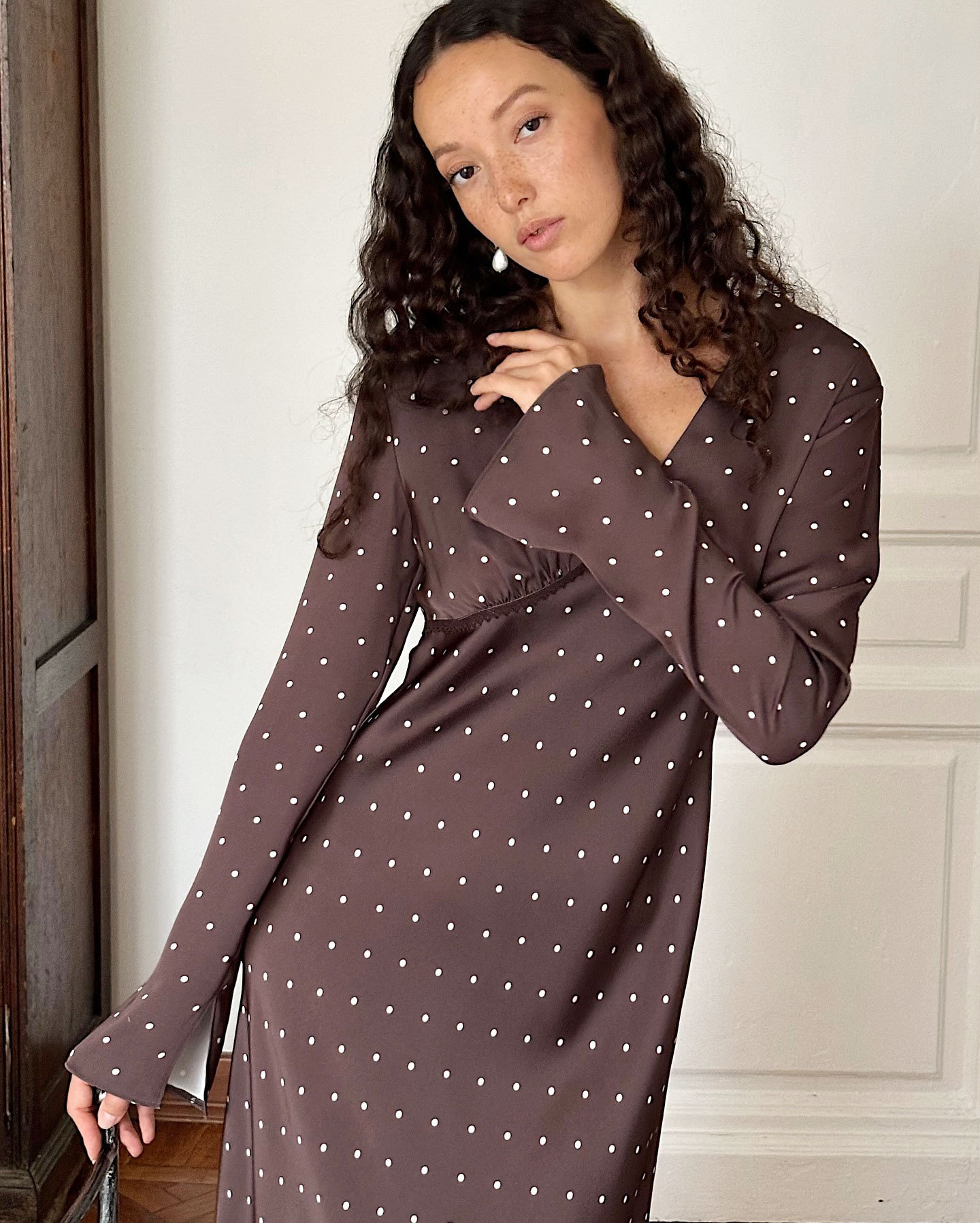 Satin Polka Dot Lace Dress