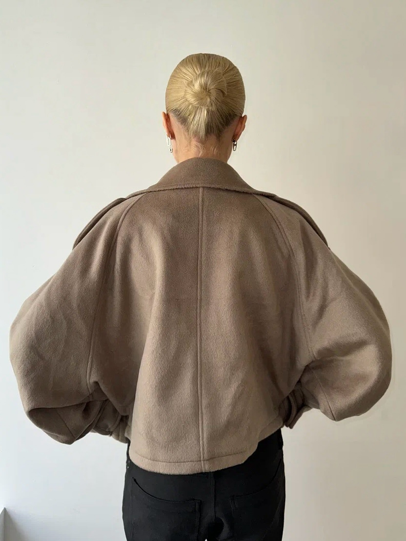 Stand-collar zipper wool jacket