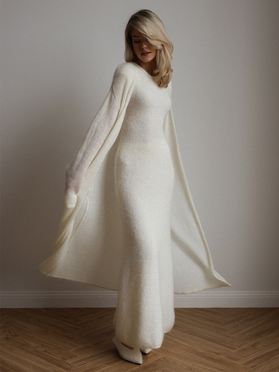 Knit Cardigan Sleeveless Dress Two-Piece Set
