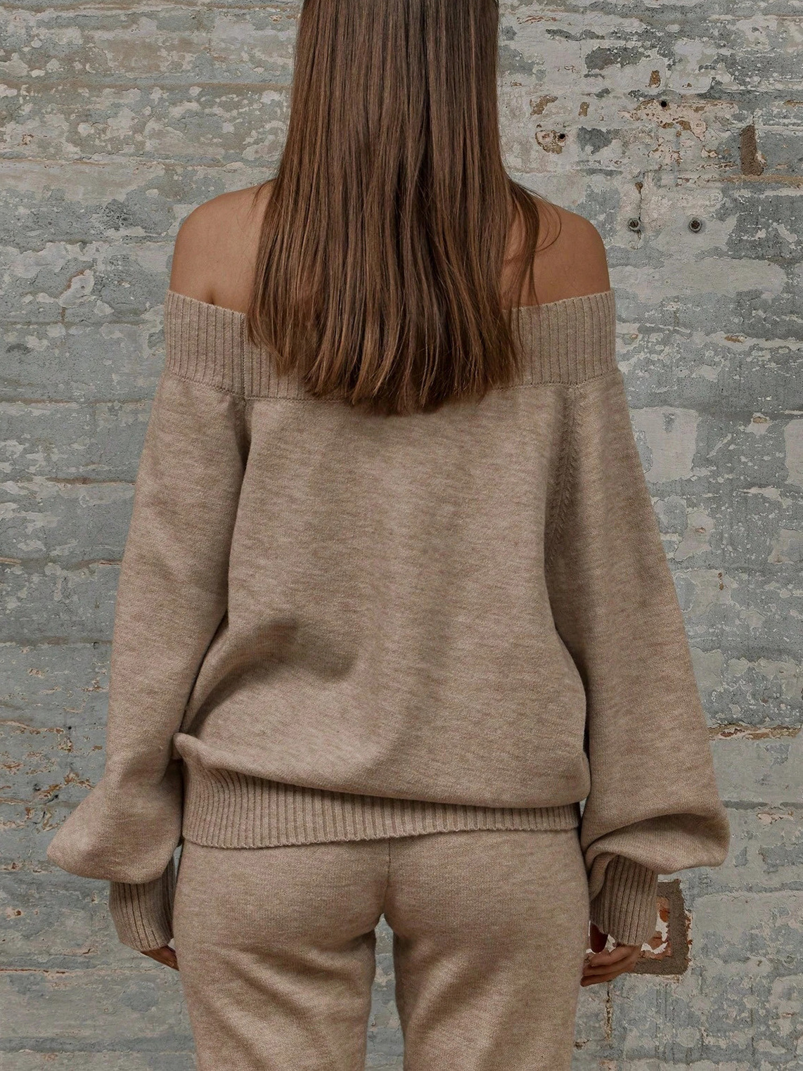 Loose-fitting long-sleeved sweater set