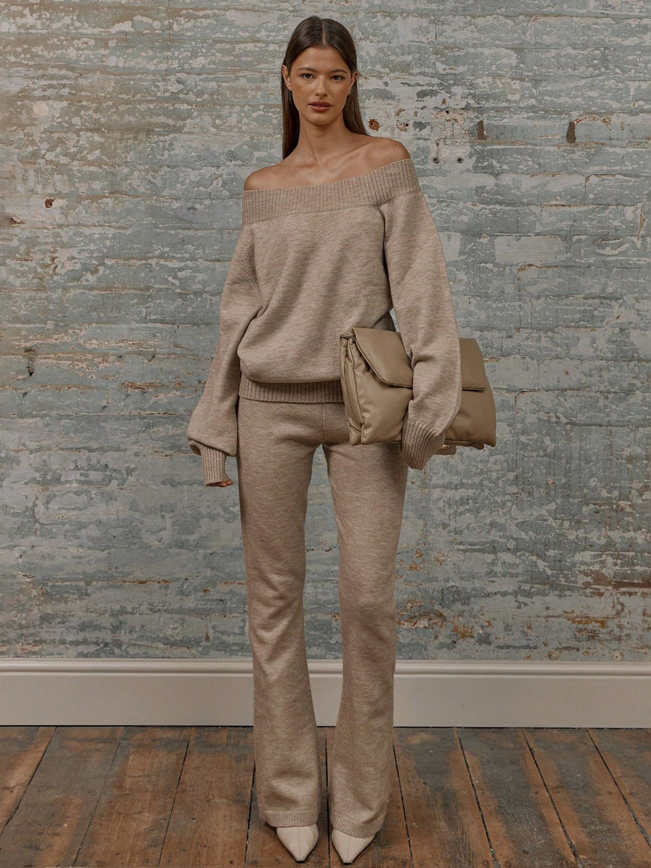 Loose-fitting long-sleeved sweater set