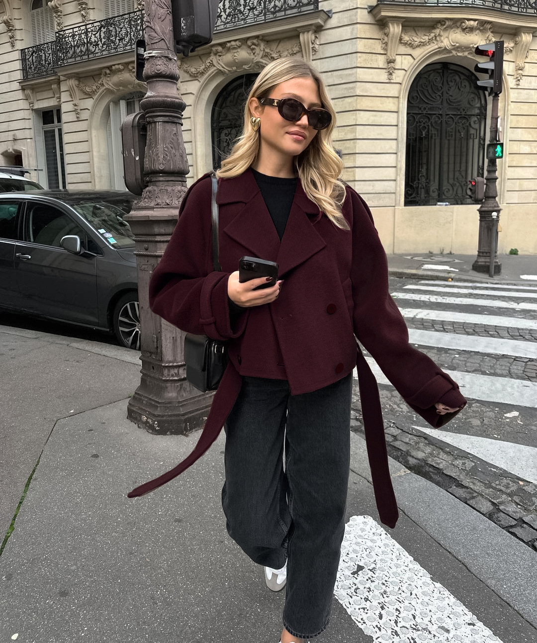 Double-breasted woolen jacket