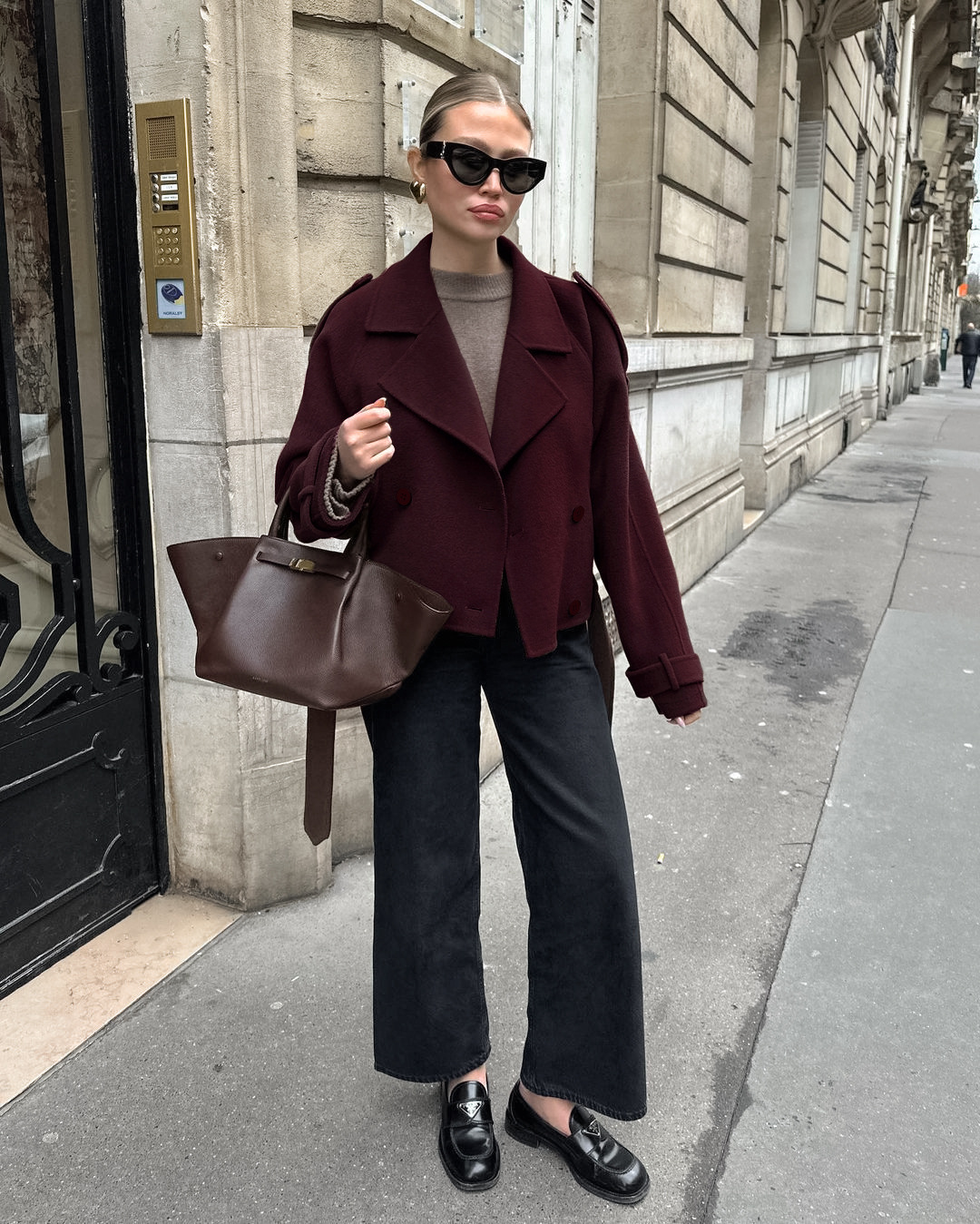 Double-breasted woolen jacket