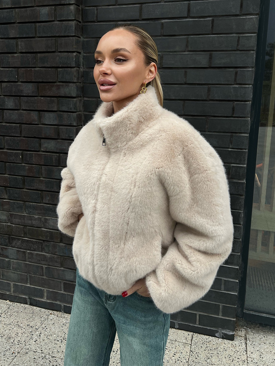 Stand-collar fleece jacket