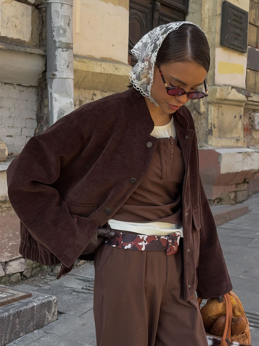 Single-button corduroy jacket