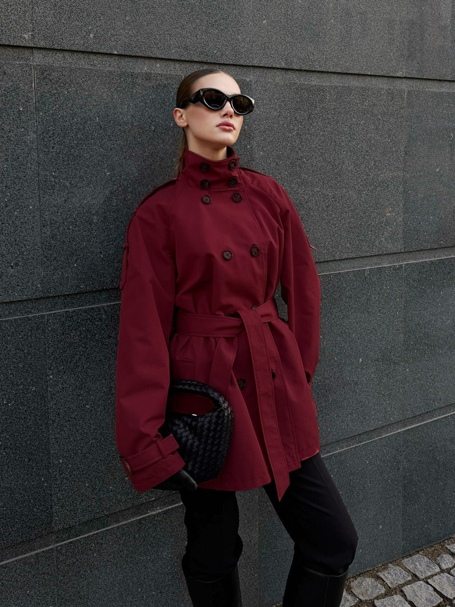 Double-Breasted Belted Trench Coat