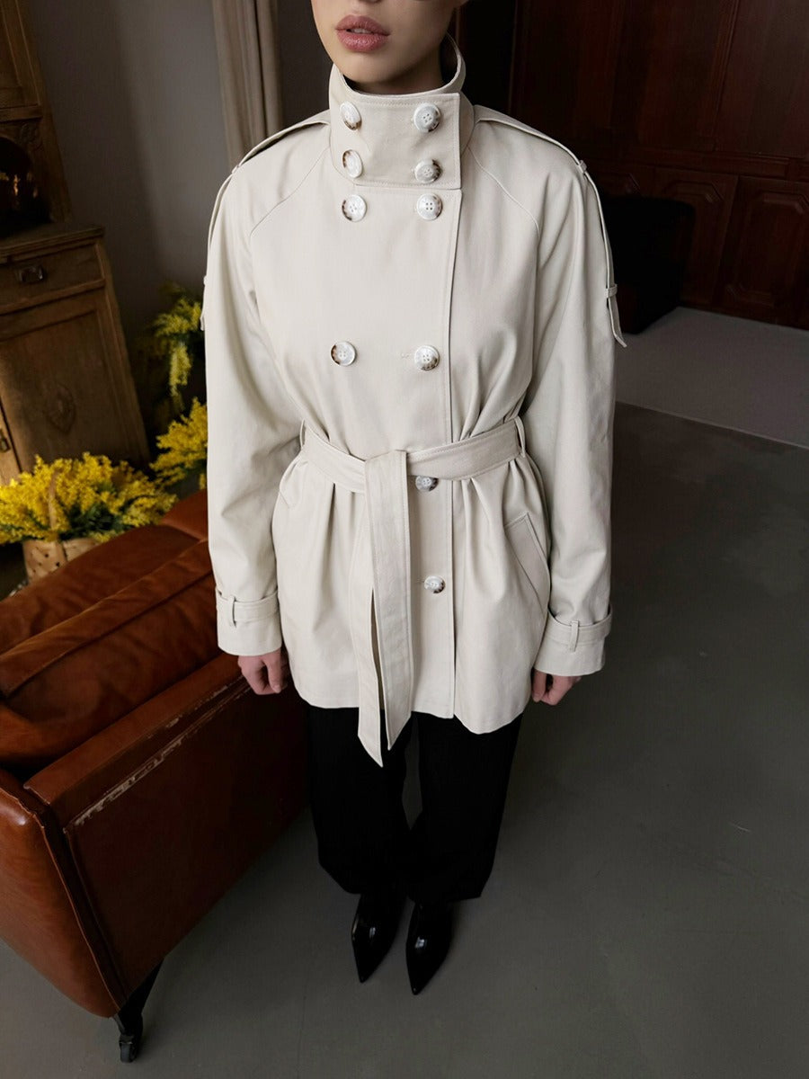 Double-Breasted Belted Trench Coat