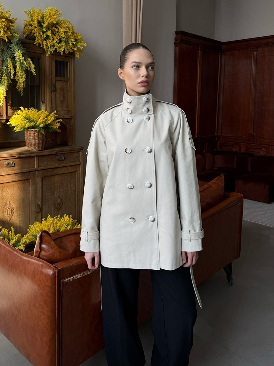 Double-Breasted Belted Trench Coat