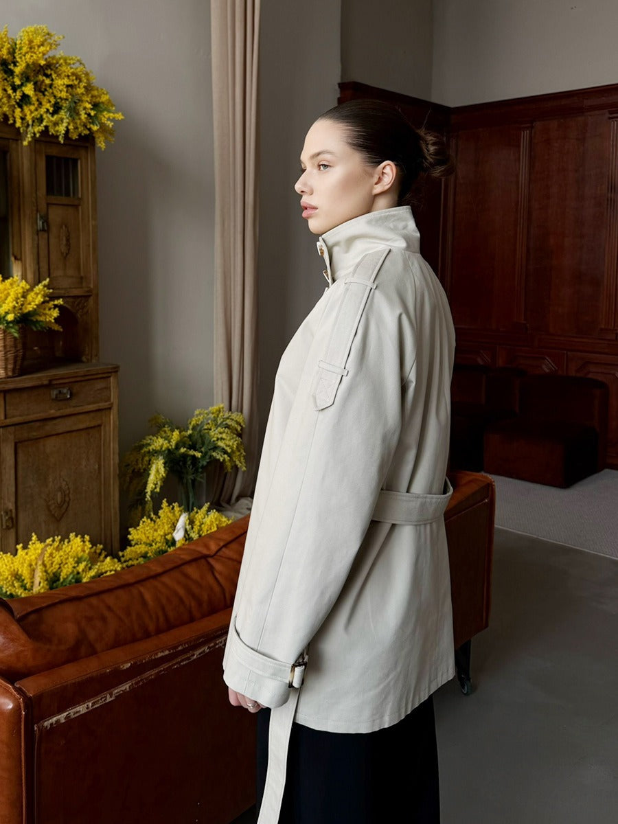 Double-Breasted Belted Trench Coat