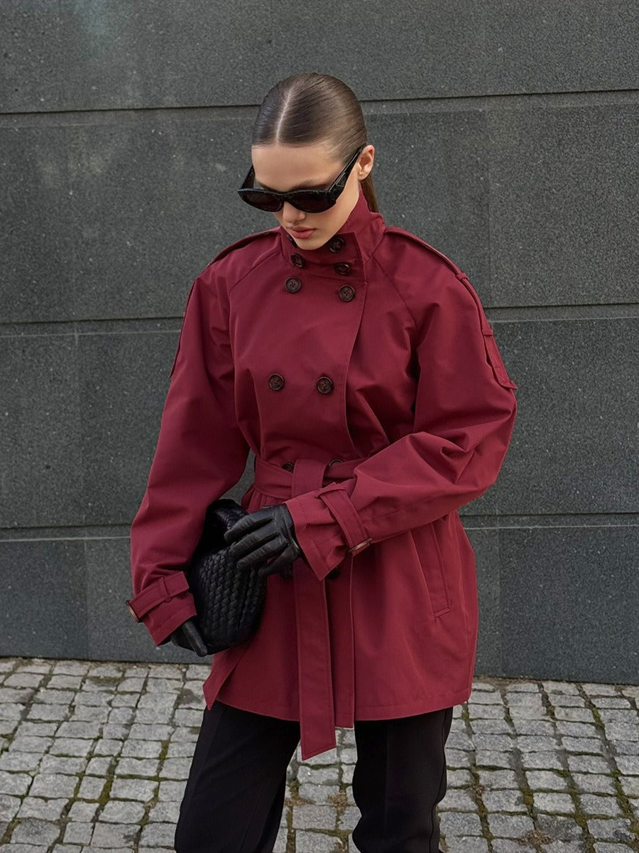 Double-Breasted Belted Trench Coat