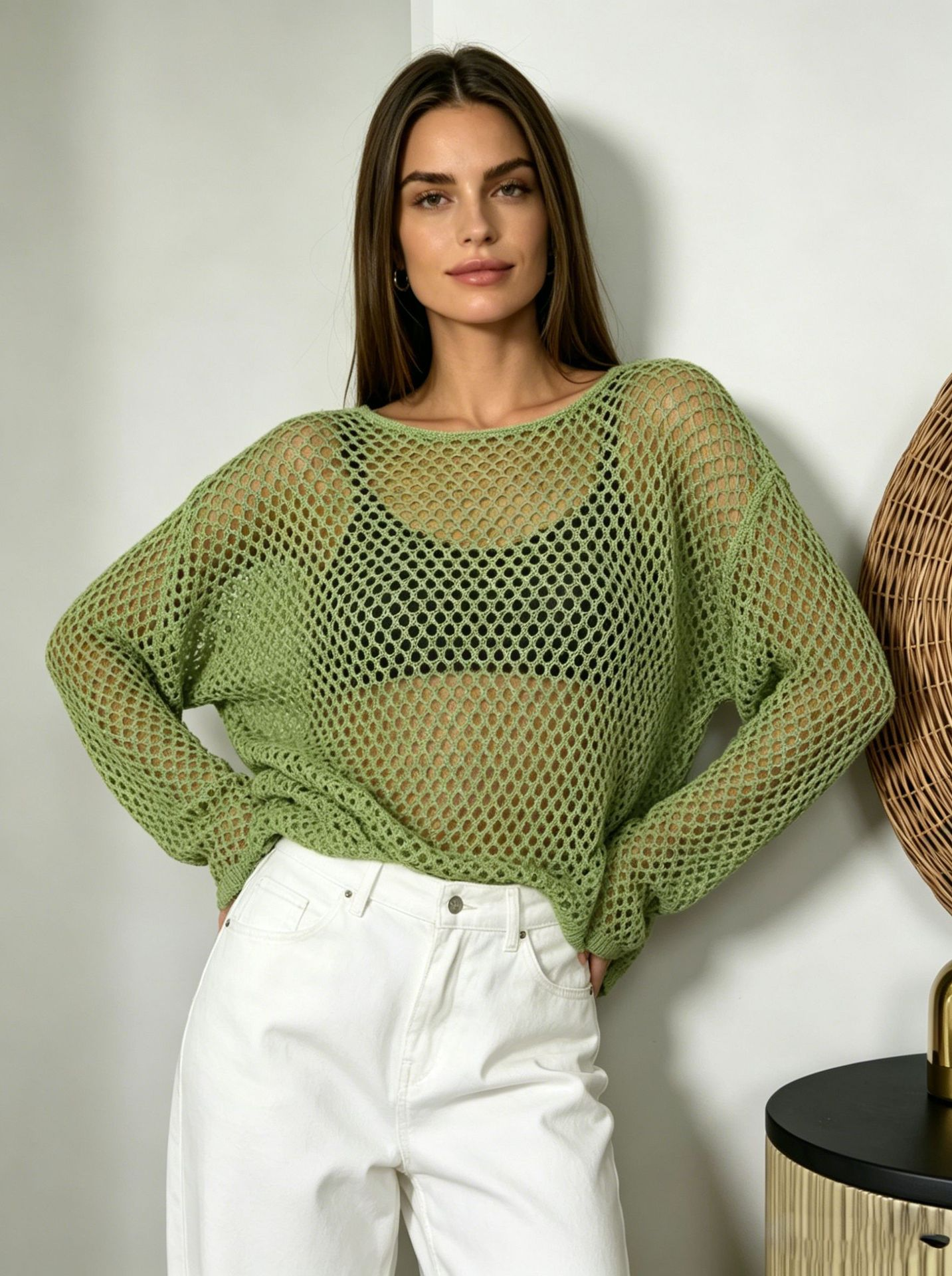 Openwork Knit Cover-Up Top