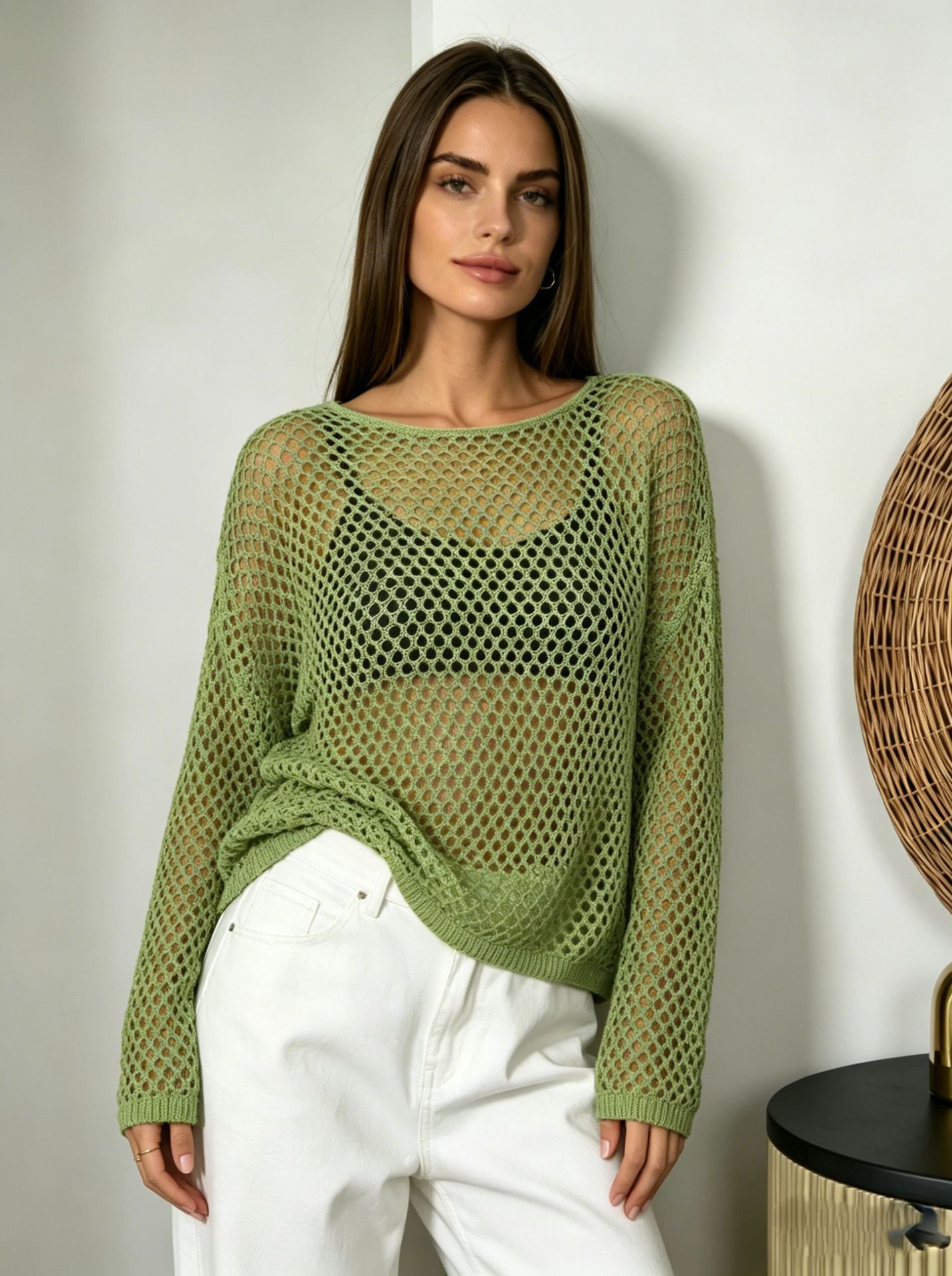 Openwork Knit Cover-Up Top