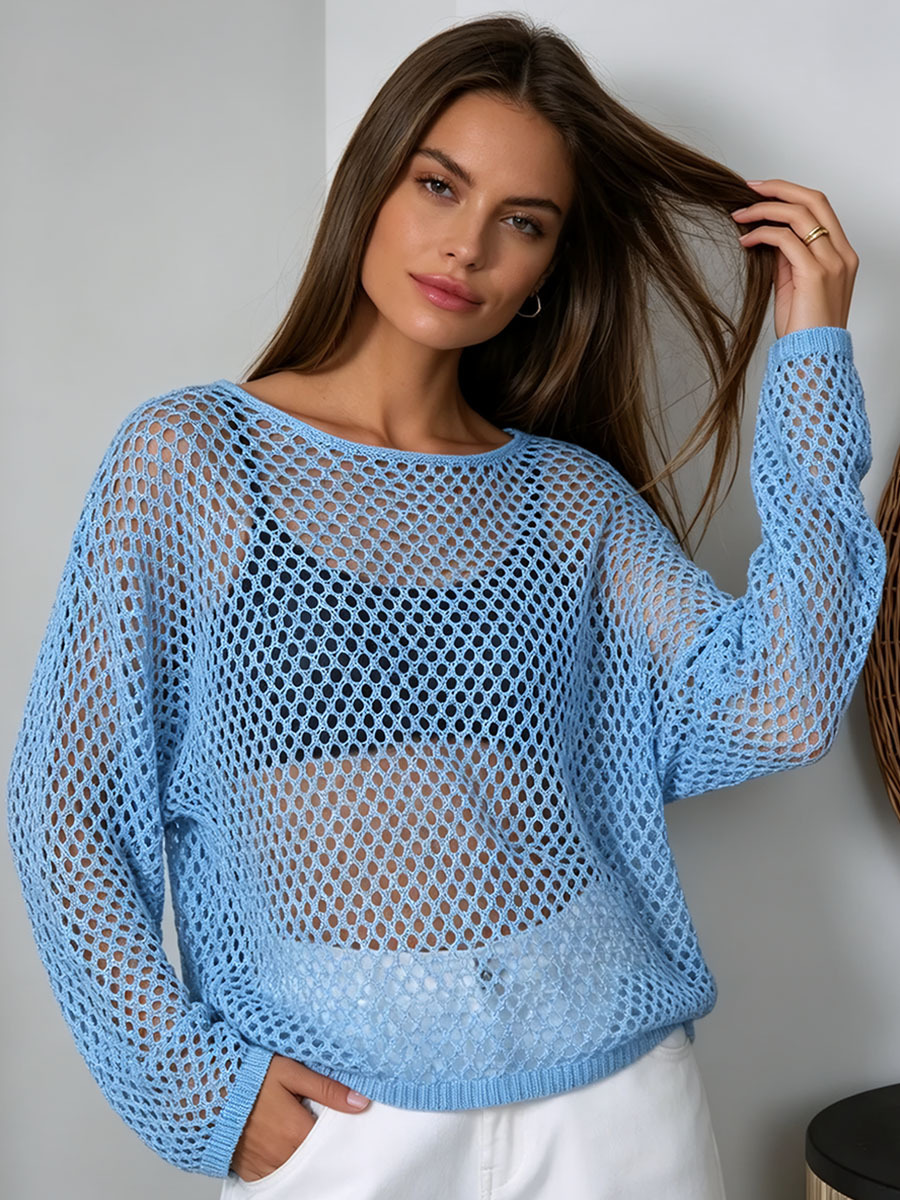 Openwork Knit Cover-Up Top