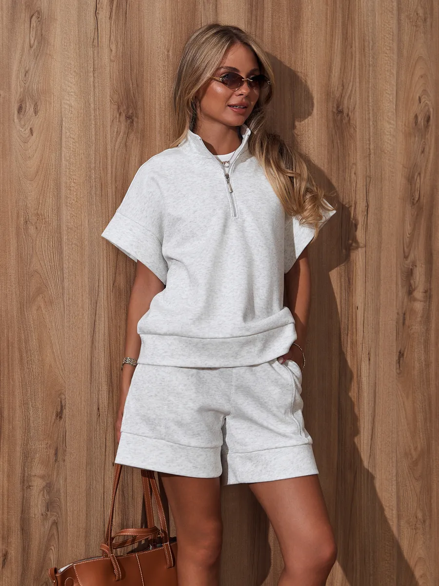 Minimalist Zipper Shorts Set