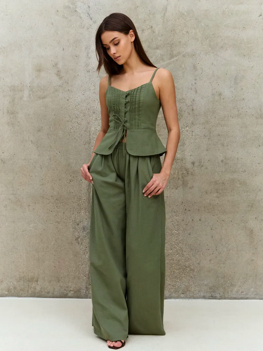 Strapless Pleated Backless Set