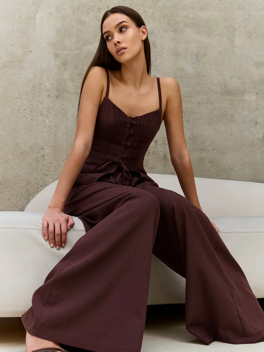 Strapless Pleated Backless Set