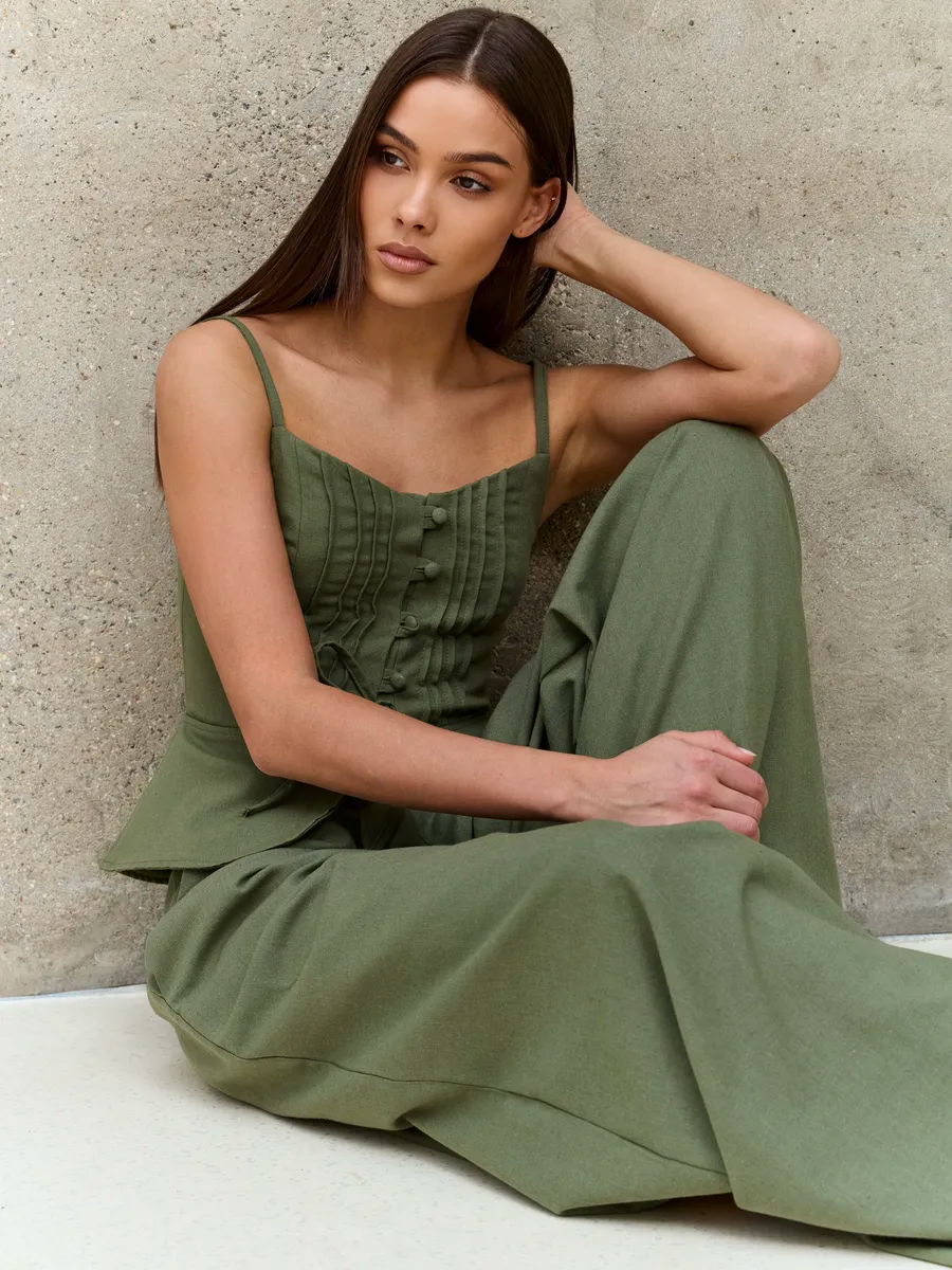 Strapless Pleated Backless Set