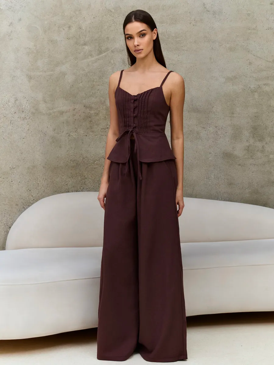 Strapless Pleated Backless Set