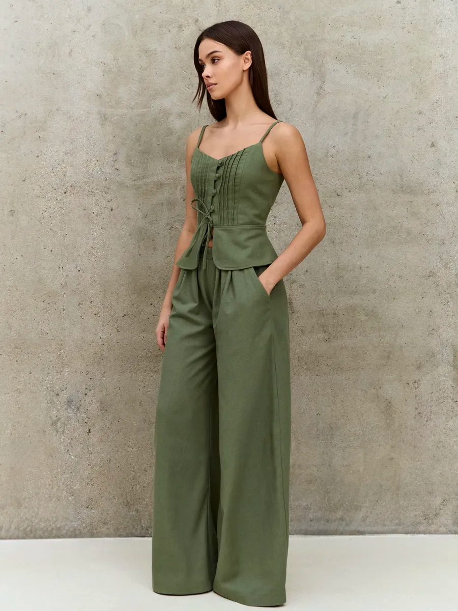 Strapless Pleated Backless Set